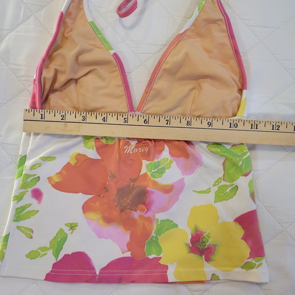 Vtg Morey Kids Halter Tankini Swim Tops Set of 2 Floral Striped Multicolor - Picture 8 of 9